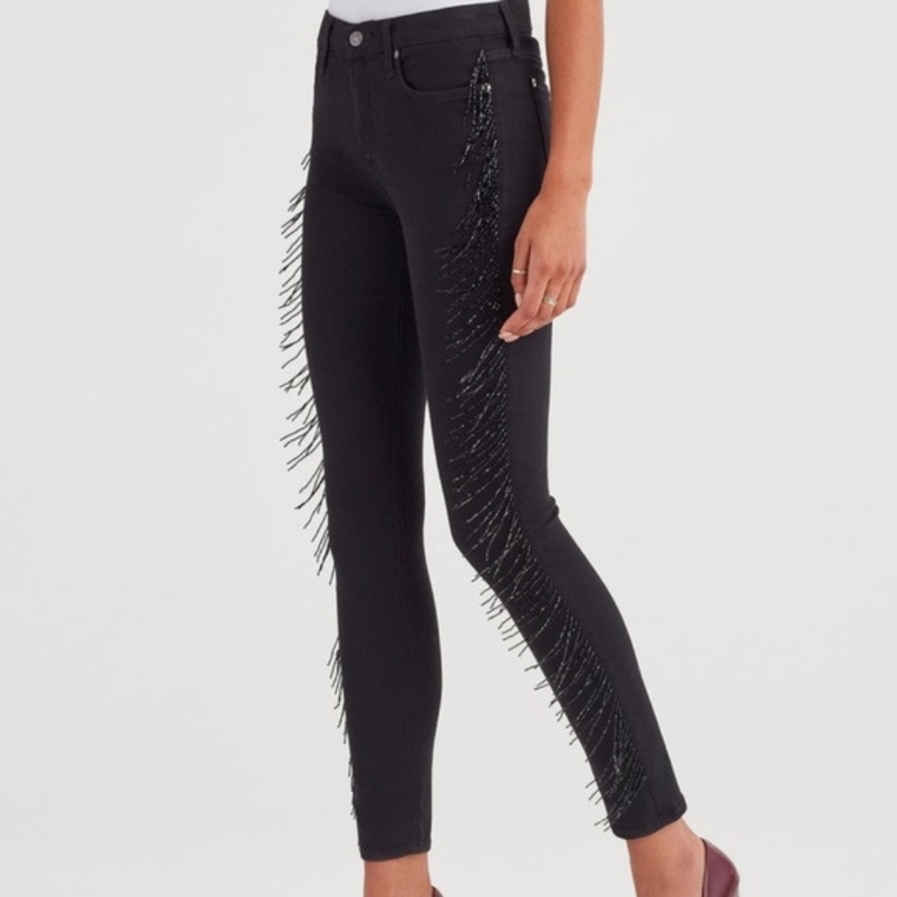 7 For All Mankind Blair Beaded Fringe Jeans Size 23